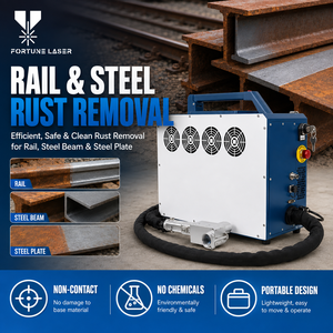 เครื่องทำความสะอาดไฟเบอร์เลเซอร์แบบพัลส์ 300W สำหรับกำจัดสนิมและคราบสกปรกบนรางรถไฟ ซ่อมแซมรางรถไฟ และเตรียมพื้นผิวสำหรับงานอุตสาหกรรม - Product Image 1