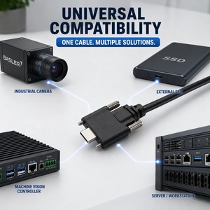 <span class=keywords><strong>สาย</strong></span>เคเบิล LUNG KAY รุ่น USB 3.2 <span class=keywords><strong>Type</strong></span> <span class=keywords><strong>C</strong></span> แบบล็อคด้วยสกรูคู่ ความเร็ว 20Gbps สำหรับถ่ายโอนข้อมูล ใช้กับกล้องอุตสาหกรรม ระบบวิชันซิสเต็ม และ SSD - Product Image 4