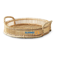 Meilleur choix Design bambou rotin service plateaux de rangement ensemble Table de service en osier Durable écologique salle à manger décor à la maison