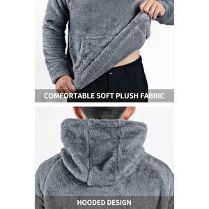 Personalizado de alta calidad de invierno de manga larga de peso pesado Sherpa Fleece hombres sudaderas con capucha 100% algodón pulóver básico sudaderas con capucha - Product Image 6