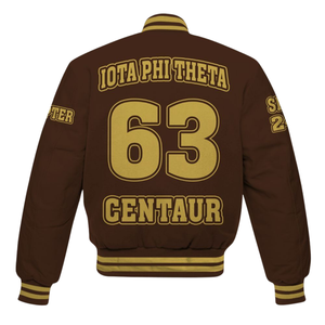 Iota Phi Theta Fraternity Greek Life 1963 Varsity Jacket Brown Gold Letterman Apparel Premium Collegiate Outerwear - Product Image 3