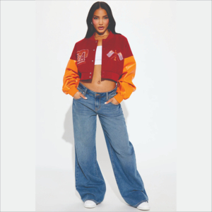 Phụ Nữ Quá Khổ Crop Máy Bay Ném Bom Áo Khoác Da Chính Hãng Tay Áo Thời Trang Varsity Thiết Kế Biểu Tượng Tùy Chỉnh Mùa Đông Áo Khoác Varisty Phong Cách - Product Image 2