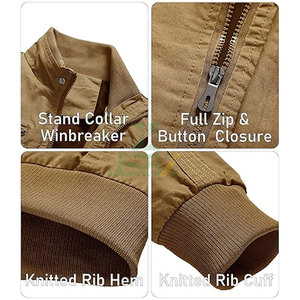 แจ็กเก็ตกระเป๋าขนแกะเนื้อนุ่มระบายอากาศได้ดีมีซิปด้านหน้ามีกระเป๋าหลายกระเป๋าสำหรับอากาศหนาวขนาดพิเศษ - Product Image 4