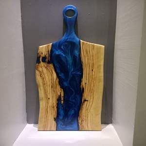 Tabla de cortar de madera hecha a mano con textura suave a través de grano de madera forma redonda de alta calidad duradera para uso comercial doméstico - Product Image 5