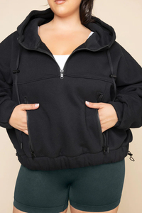 Sudadera con Capucha Gris Oscuro con Cremallera Dorada, Nueva Llegada, con Estampado Personalizado y Manga Larga para Mujer - Product Image 3