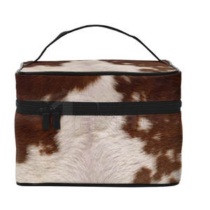 กระเป๋าหนังวัวมีฝาปิดแบบมีสไตล์สำหรับใส่ของใช้ในห้องน้ำลายแฟชั่นออกแบบได้ตามต้องการ - Product Image 1