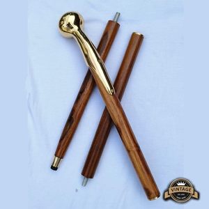 Canne de marche vintage nautique antique avec poignée en laiton réglable en bois de Calvin Handicraft-Option cadeau exceptionnelle - Product Image 1