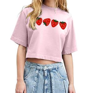 Logo impreso Top mujer manga larga Crop Top camiseta venta Premium algodón poliéster nueva mujer Crop Top camiseta transpirable - Product Image 2