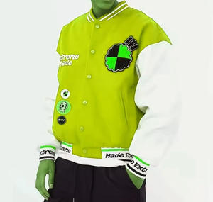 Chaqueta universitaria unisex de alta calidad con cuello levantado para hombre, Chaqueta de manga de cuero con estampado personalizado y bordado de letras, venta al por mayor - Product Image 6