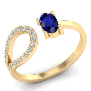 แหวนเงินแท้ 925 ดีไซน์ใหม่จาก REYES ประดับพลอยไพลินสีน้ำเงินและมอยส์ซาไนต์ ปรับขนาดได้ เหมาะเป็นของขวัญแต่งงาน เครื่องประดับคุณภาพสำหรับผู้หญิง - Product Image 2