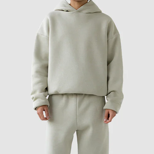 Vente en gros de sweat à capuche surdimensionné personnalisé de luxe pour hommes fabrication de coton lourd 100% 500gsm sweat à capuche en éponge française sans ficelle - Product Image 5