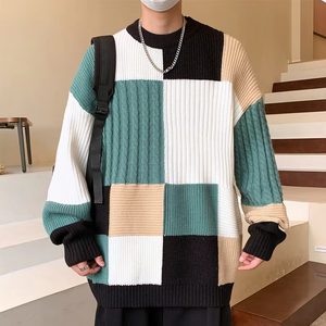 Men Custom Logo 100% Cotton Sweater Pullover Knitwear <b>Cable</b> Streetwear Long <b>Sleeve</b> Crew Neck Oversized High Quality Winter Quick - Product Image 5