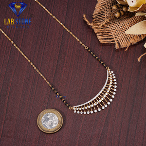 2.104 TDW diamant taille ronde or jaune Mangalsutra par Labstone/Mangalsutra féminin/couleur EF-VS - Product Image 4