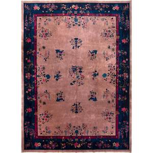 Pechino Blue Hand Knotted Wool Rug Floral Pattern <b>3D</b> Rugs for Home for Living Room Hallway Entryway Rectangle <b>Puzzle</b> Pae-5441 - Product Image 1