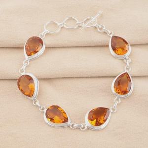 Bracelet en citrine, pierre précieuse, argent sterling 925, bracelet fait à la main, pierre de naissance de novembre, cadeau de bijoux pour femmes - Product Image 1