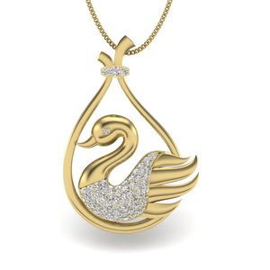 Ishi Diamonds 14K Gold Shining Bird Lab Colgante de diamantes cultivados - Product Image 1
