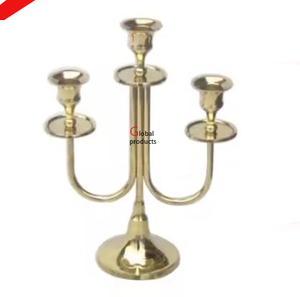 เชิงเทียนสแตนเลส3สาขาสำหรับบ้านวัดทำจากโลหะสีทองแบบสำเร็จ - Product Image 2