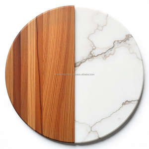 Posavasos Redondo de Madera Premium Hecho a Mano, con Incrustaciones de Mármol Clásico de Lujo, Base de Corcho Ecológica para Uso en Mesa de Cocina, Hogar u Oficina - Product Image 4