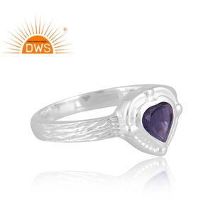 Anillo de piedras preciosas de iolita natural de plata esterlina de diseño hecho a mano, joyería personalizada para mujer, regalo para ella - Product Image 4