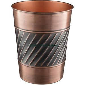 Poubelle de luxe de qualité noire brillante polie ronde décorative pour la maison Poubelle d'intérieur de taille personnalisée - Product Image 2