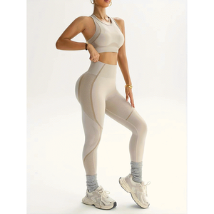 Ropa Deportiva Personalizada, Conjunto de Yoga de Dos Piezas, Ropa Deportiva para Mujer, Sujetador Deportivo con Espalda Cruzada para Gimnasio - Product Image 1