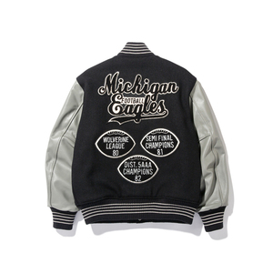 Veste universitaire pour homme, sportive, à col montant, personnalisée en gros, OEM ODM, respirante, confortable, manches en coton chenille, vestes chaudes - Product Image 2