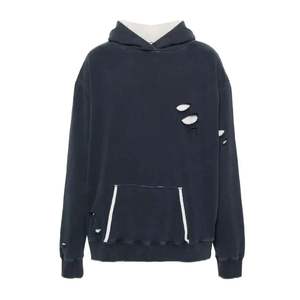 Sudadera con capucha desgastada para hombre, servicio OEM, transpirable, 100% algodón, lavado ácido, ropa de invierno con elegante bordado a máquina - Product Image 2