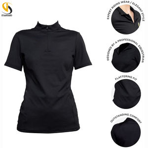 Venta caliente de manga corta transpirable colores negros camisas de equitación para mujeres cómodas tallas grandes equipos de equitación equina - Product Image 3