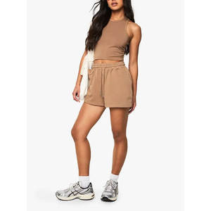 Conjuntos informales de dos piezas de algodón 100% en blanco, conjuntos de pantalones cortos de verano para mujer, camiseta sin mangas para mujer, chándal, ropa personalizada, conjuntos de 2 piezas - Product Image 1