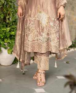 ชุด anarkali kurta ของผู้หญิง3ชิ้นฟรีไซส์ผ้าฝ้ายสีขาวสำหรับปาร์ตี้อินเดียและเสื้อผ้าปากีสถาน - Product Image 5