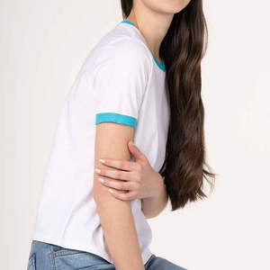 T-shirts pour femmes de qualité supérieure en spandex/coton, col rond, manches courtes, respirants, anti-rides, séchage rapide, logo personnalisé, streetwear - Product Image 4