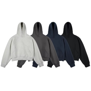 Sweat à capuche d'hiver de haute qualité, 400g, poids lourd, taille EU/US, brodé, style streetwear, pour homme et femme, coupe régulière, 100% coton, court et ample - Product Image 6