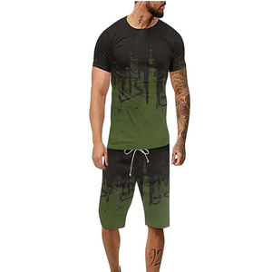 Ropa informal de manga corta para hombre, trajes personalizados de estilo de gimnasio, conjunto de pantalones cortos para trotar, OEM, novedad de verano, venta al por mayor - Product Image 6