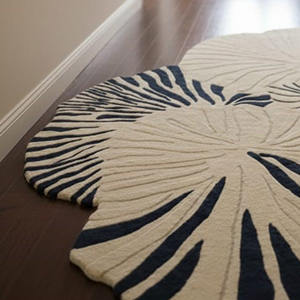 Alfombra de Lana Tejida a Mano Irregular con Diseño de Hojas, Alfombra Decorativa para el Hogar Contemporáneo, Decoración de Sala de Estar, Respaldo de Látex, Regalo de Año Nuevo - Product Image 4