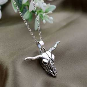 Wholesale 925 Sterling <b>Silver</b> Fine Jewelry Bull Head <b>Pendant</b> <b>Necklace</b> Skull Bull Charm <b>Pendant</b> Fashion <b>Necklace</b> Gothic Bikers - Product Image 1