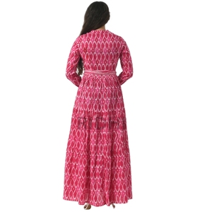 เดรสปาร์ตี้สำหรับผู้หญิงชุดกระโปรงยาวผ้าคอตตอน100% พิมพ์ลายอินดีแอนบล็อกมีกระเป๋าทันสมัยฤดูร้อนสำหรับเพื่อนเจ้าสาวใน2025 - Product Image 6