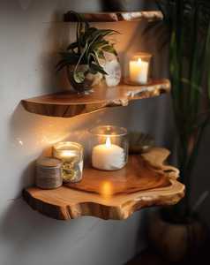 ชั้นวางของลอยรากไม้สักแบบชนบท-ชั้นวางติดผนังทำจากไม้ธรรมชาติสำหรับพืชหนังสือและการตกแต่ง-เน้นการตกแต่งบ้านที่ไม่เหมือนใคร - Product Image 5