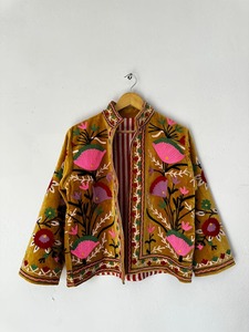 Chaqueta Corta de Terciopelo Estilo Kimono con Bordado para Mujer Abrigo Estilo Boho - Product Image 5