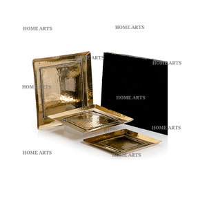 Lot de 2 plateaux à thé et café en acier inoxydable Plateau de service à dessert en forme de rectangle de qualité classique au prix le plus bas - Product Image 3