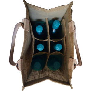 2024 mejor venta de alta calidad al por mayor botella de vino bolsa de regalo Latesh nuevo diseño con mango de bambú y patrón de letras - Product Image 1