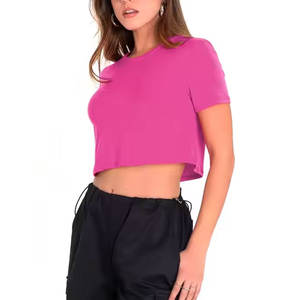 เสื้อครอปสำหรับผู้หญิงแบบสั้นเสื้อยืดผ้าฝ้ายทันสมัยทำจากผ้าฝ้าย - Product Image 4