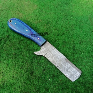 Cuchillo cortador de toro de acero de Damasco hecho a mano, cuchillo japonés de vaquero de hoja fija con Funda de cuero para acampar y cazar - Product Image 4