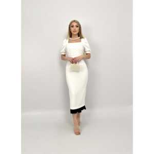 Vestido Ajustado con Detalles de Perlas 3005, Cintura Natural, Tela Jersey - Product Image 2