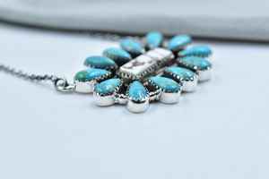 Collar de cadena ajustable hecho a mano de 18 pulgadas con caballo salvaje y Mojave turquesa rodio y plata esterlina chapada en oro - Product Image 5