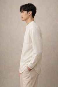 เสื้อเชิ้ตผู้ชายแบบเป็นทางการ ผ้าฝ้าย 100% ลายทาง ระบายอากาศได้ดี ป้องกันการเป็นขุย ย้อมเส้นด้าย - Product Image 2