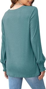 Women's Custom Wholesale Long Sleeve <b>Jumpers</b> Crew Neck Sweatshirt Pleated <b>Tunic</b> Tops Casual Fall Winter Fashion Shirts - Product Image 2