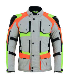 เสื้อแจ็คเก็ตมอเตอร์ไซค์คอร์ดูร่าสะท้อนแสงสำหรับผู้ชายและผู้หญิง กางเกงกันน้ำสำหรับขี่มอเตอร์ไซค์ ชุดป้องกันสำหรับขี่มอเตอร์ครอส แห้งเร็ว - Product Image 1