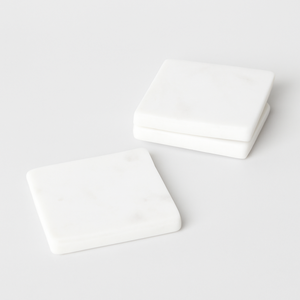 Set of 4 Square <b>White</b> Marble <b>Coasters</b> Premium Marble <b>Coasters</b> for Drinks Elegant <b>Coasters</b> for Home Office Coffee Table Decor - Product Image 3