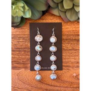 Boucles d'oreilles pendantes en turquoise et agate Golden Hill en argent sterling plaqué or - Product Image 1