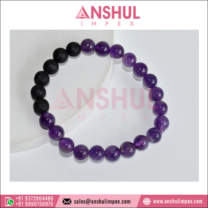 Trendy Luxury Fashion Jewelry Indian Manufacturer Amethyst Lava Stone Diffuser <b>Bracelet</b> Gemstone Beads for Anniversary Unisex - Product Image 4